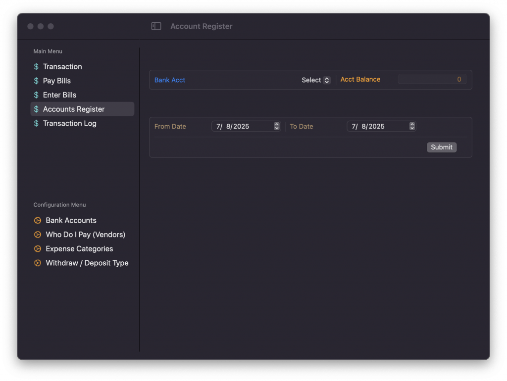 Account Register